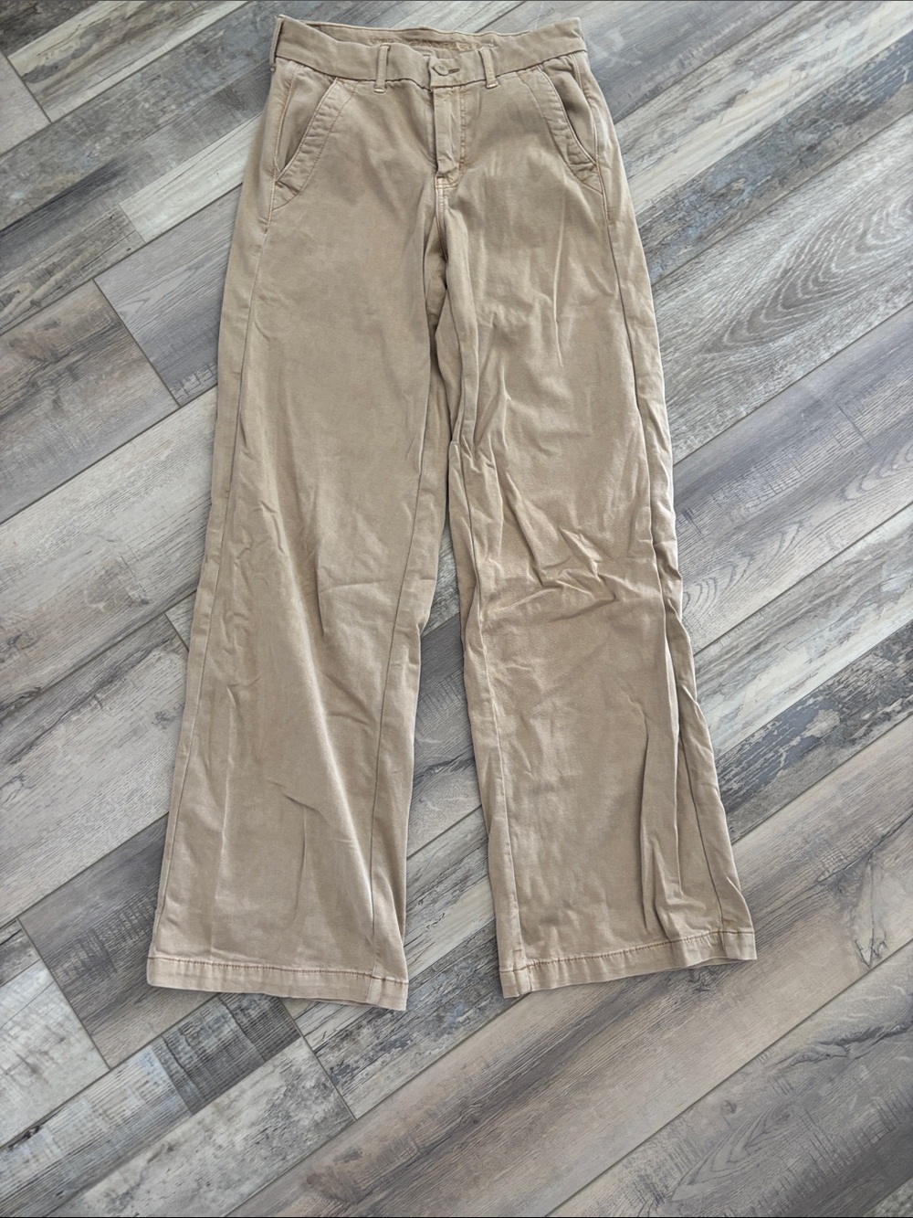 American Eagle Outfitters Tan Wide-Leg Chinos